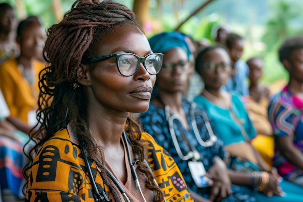 Porträt einer afrikanischen Frau in traditioneller Kleidung bei einem kulturellen Treffen