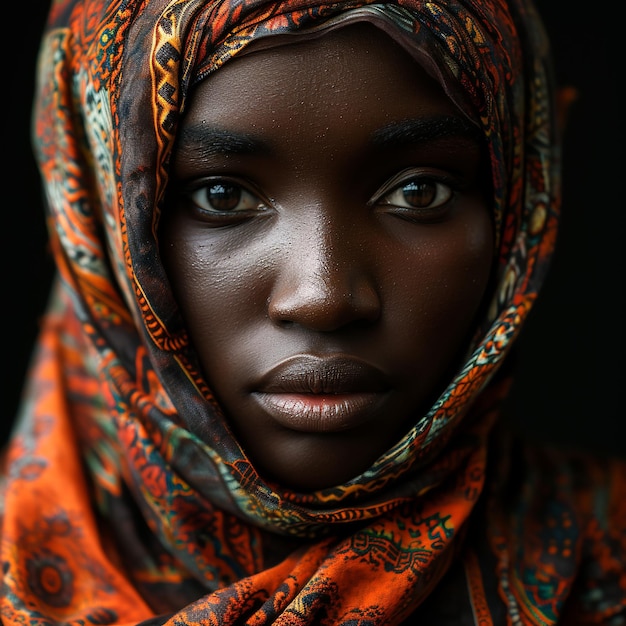 Porträt einer afrikanischen schwarzen schönen Frau mit einem schönen natürlichen Schamanen