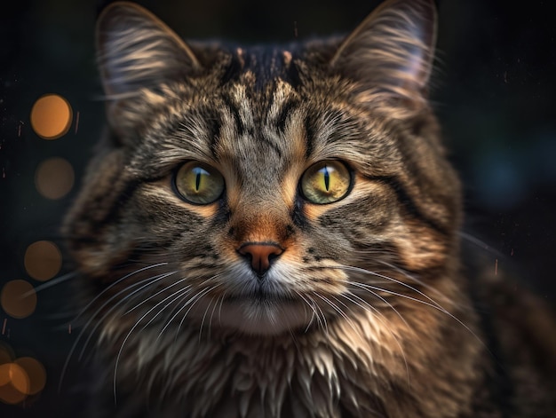 Porträt einer amerikanischen Bobtail-Katze aus nächster Nähe, erstellt mit generativer KI-Technologie