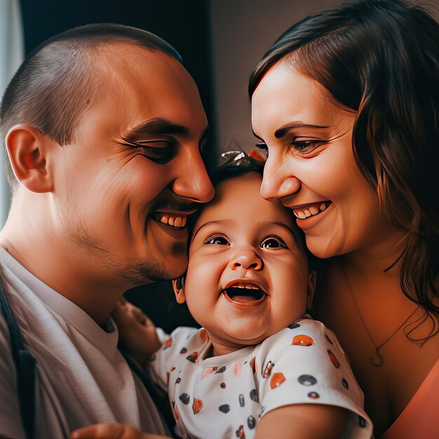 Porträt einer Familie, die sich zu Hause amüsiert