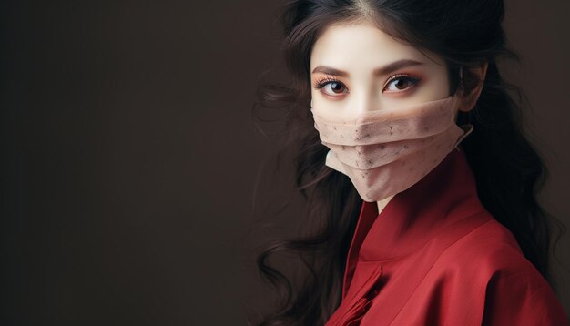 Porträt einer Frau in einer medizinischen Maske