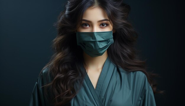 Porträt einer Frau in einer medizinischen Maske