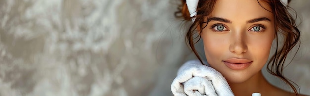 Porträt einer Frau mit einem weißen Handtuch