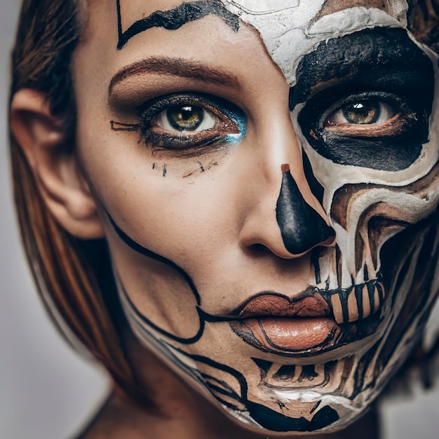 Porträt einer Frau mit Totenkopf-Make-up