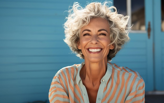 Porträt einer fröhlichen Seniorin mit zielstrebigem Blick von Ai