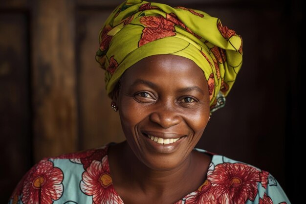 Porträt einer gesunden und glücklichen afrikanischen Frau mittleren Alters, die mit HIV lebt