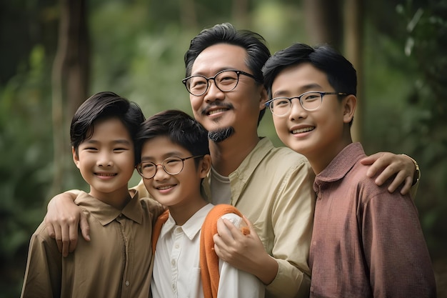 Porträt einer glücklichen asiatischen Familie