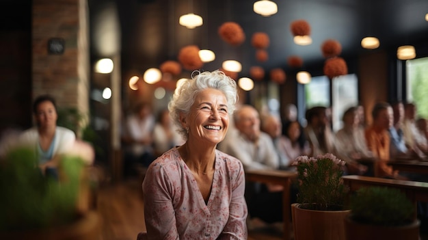 Porträt einer glücklichen Seniorin im Altersheim