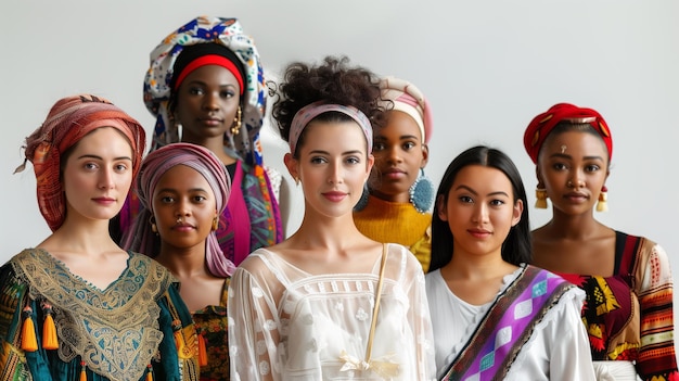 Porträt einer Gruppe afrikanischer Frauen in traditioneller Kleidung und Kopftuch