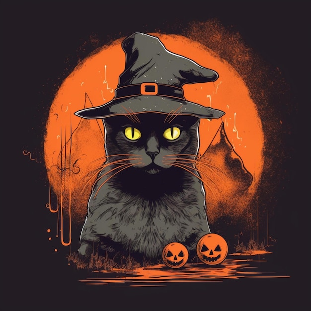 Porträt einer Halloween-Katze im Hexenkostüm