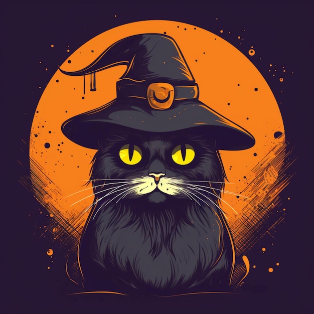 Porträt einer Halloween-Katze im Hexenkostüm