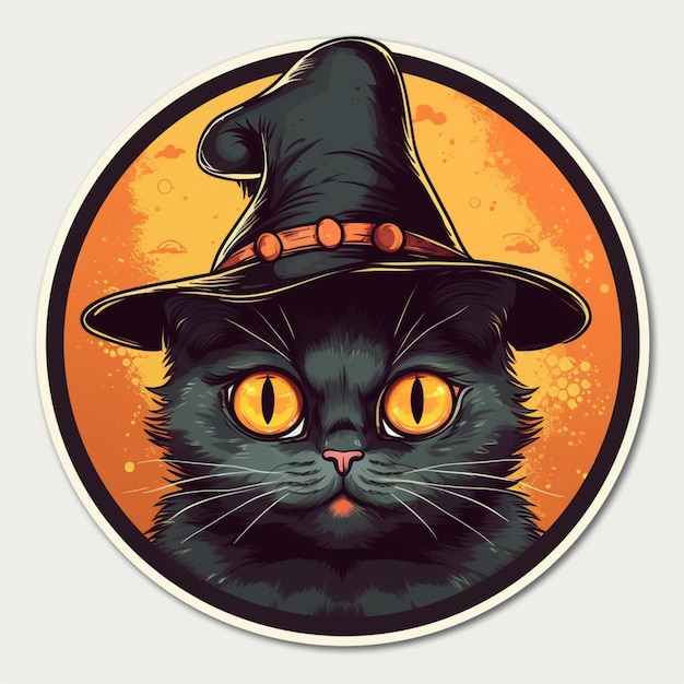 Porträt einer Halloween-Katze im Hexenkostüm