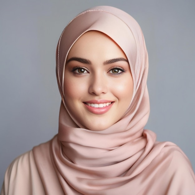 Porträt einer hübschen jungen Frau in einem Hijab. Von KI generiertes Bild