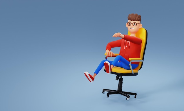 Porträt einer hübschen zeichentrickfigur 3d-illustration office-manager-konzept