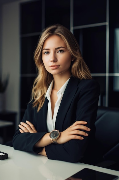 Porträt einer jungen Geschäftsfrau im Büro erstellt mit generativer KI