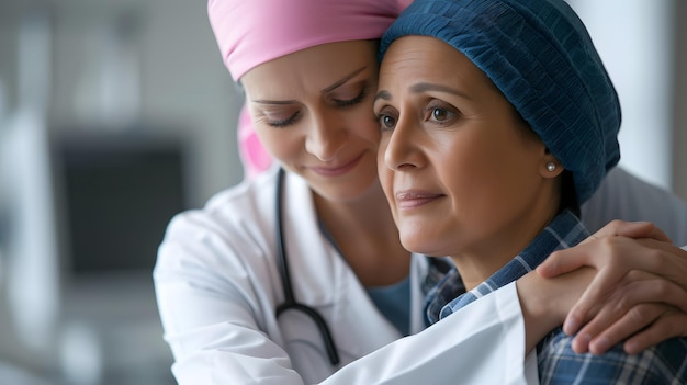 Porträt einer jungen muslimischen Ärztin, die ihren kranken Patienten tröstet