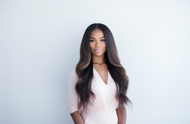 Porträt einer jungen schönen afroamerikanischen Frau mit langen lockigen Haaren