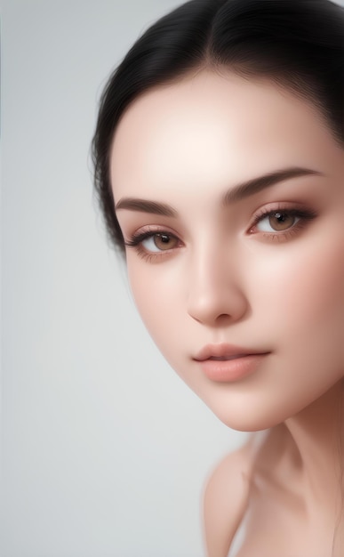 Porträt einer jungen schönen Frau mit gesunder Haut und natürlichem Make-up-Hautpflegemodell