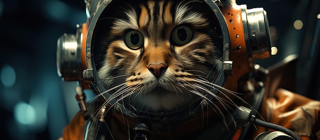 Foto porträt einer katze in einem astronautenhelm kosmonaut