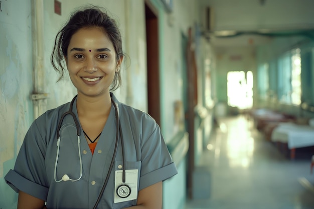 Foto porträt einer krankenschwester im krankenhaus