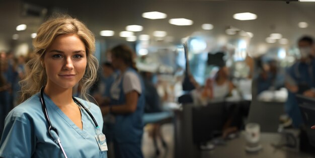 Porträt einer Krankenschwester in einem Krankenhaus Generative KI