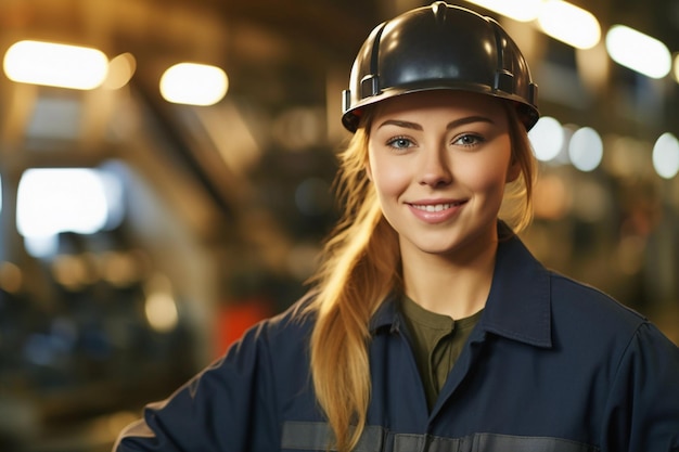 Porträt einer lächelnden Ingenieurin in einer Ölraffinerie