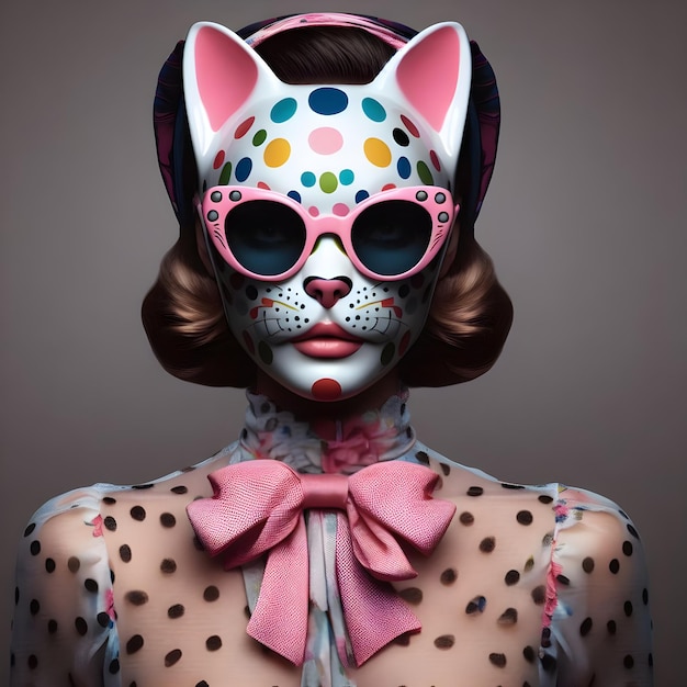 Porträt einer schönen Frau mit kreativem Make-up wie eine Katze