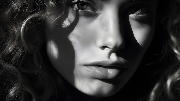 Porträt einer schönen Frau mit schwarzem und weißem Gesicht
