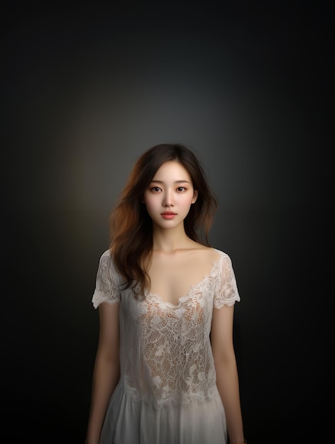 Porträt einer schönen, gesunden asiatischen Dame vor sauberem Hintergrund