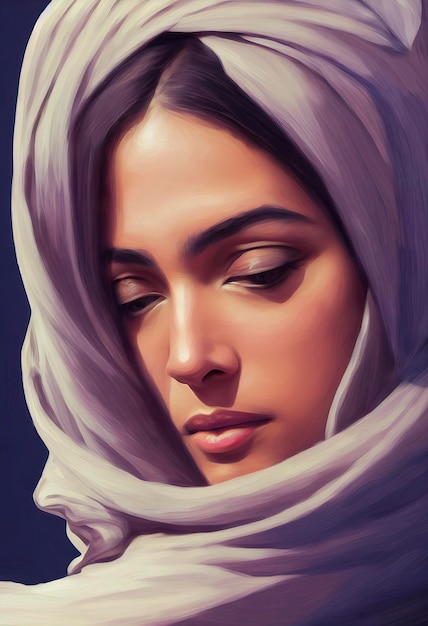 Porträt einer schönen iranischen Frau mit Hijab, Illustration der Freiheitsproteste der Frauen im Iran