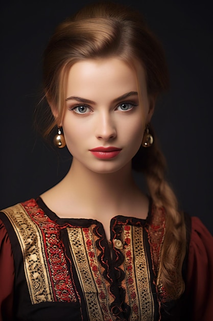 Porträt einer schönen jungen Frau im mittelalterlichen Kostüm im Retro-Stil