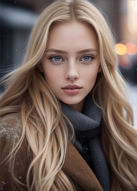 Porträt einer schönen jungen Frau in Winterkleidung