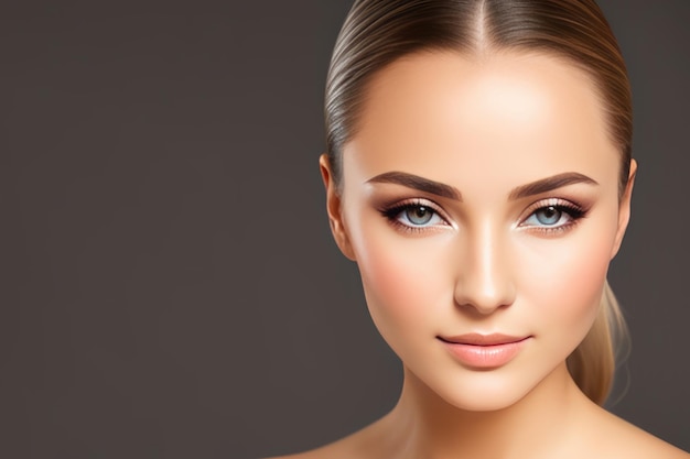 Porträt einer schönen jungen Frau mit generativer KI für luxuriöses Make-up