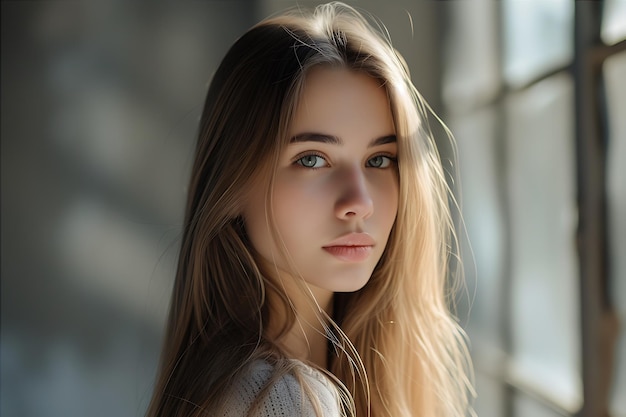 Porträt einer schönen jungen Frau mit langen Haaren