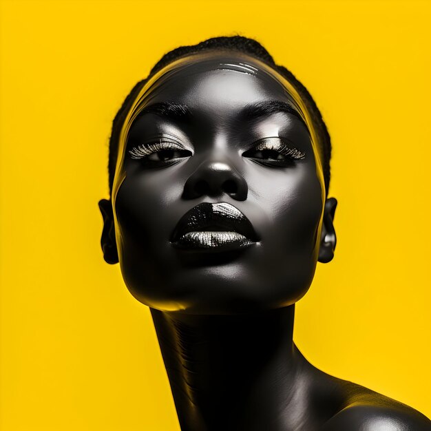 Porträt einer schwarzen Frau mit isoliertem gelben Hintergrund