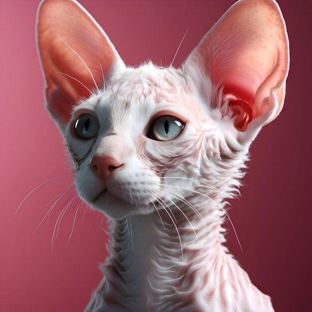 Foto porträt einer sphynx-katze auf rosa hintergrund