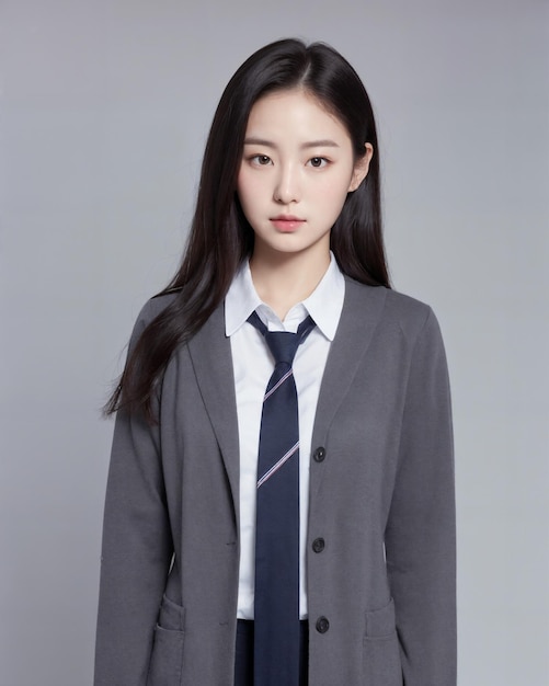 Porträt einer süßen koreanischen Schülerin in Schuluniform