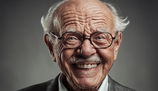 Porträt eines älteren alten Mannes in Nahaufnahme älterer Mann Großvater Porträt eines älteren Mannes, der auf die Kamera schaut