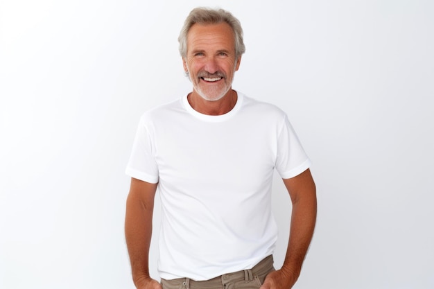 Porträt eines älteren Mannes mit weißem T-Shirt