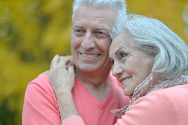 Porträt eines älteren Paares im Herbstpark