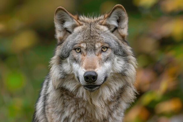 Porträt eines aggressiven grauen Wolfes im kanadischen Waldsommer