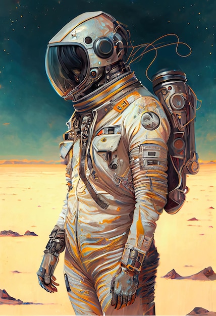 Porträt eines Astronauten im Raumanzug Hightech-Astronaut aus der Zukunft
