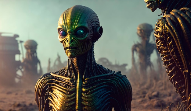 Porträt eines Außerirdischen, ein gruseliger humanoider, generativer KI