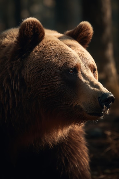 Foto porträt eines bären dramatische und filmische beleuchtung fotografie generative ki