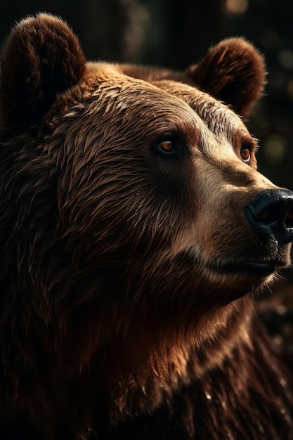 Porträt eines Bären Dramatische und filmische Beleuchtung Fotografie Generative KI