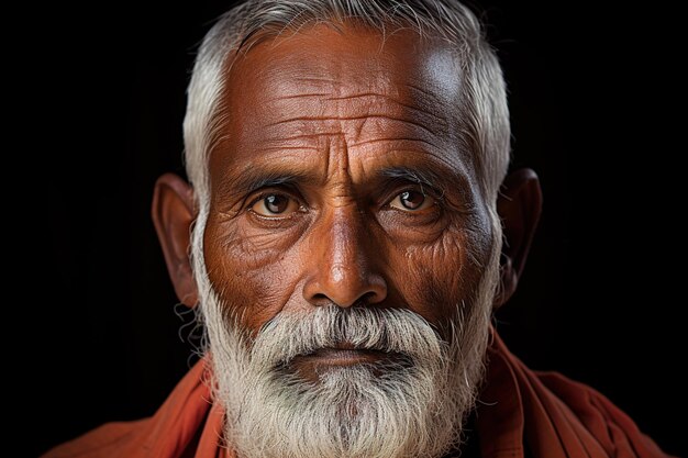 Porträt eines bengalischen älteren Mannes, der in die Kamera schaut