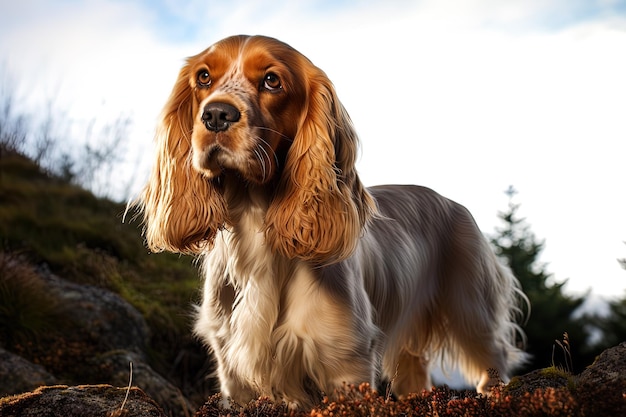 Porträt eines Cocker Spaniels in der Natur Close-up-Foto ai generative Kunst