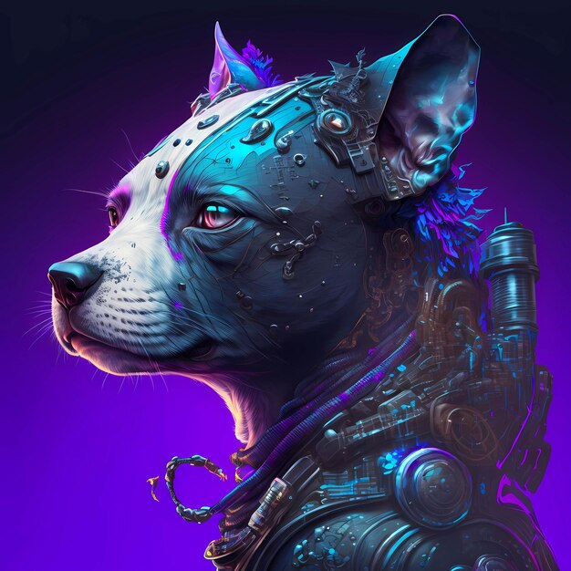 Porträt eines Cyberpunk-Hunds