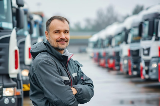 Foto porträt eines effizienten logistikmanagers, der den transport und die verteilung von waren präzise koordiniert