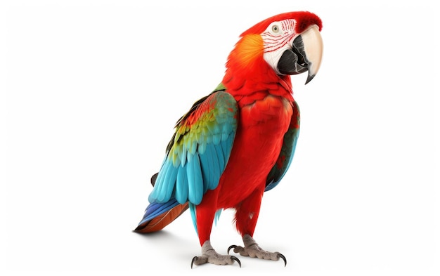 Porträt eines einzigen Papageis auf weißem Hintergrund